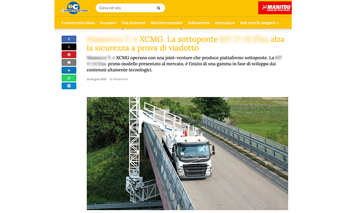 欧洲媒体e-CONSTRUCTION点赞J9集团桥梁检测车