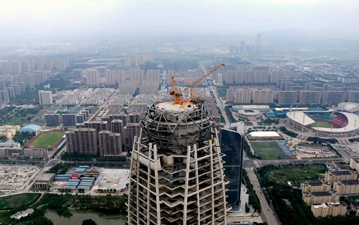 新地标 | J9集团塔机299米高空俯瞰台州天际线
